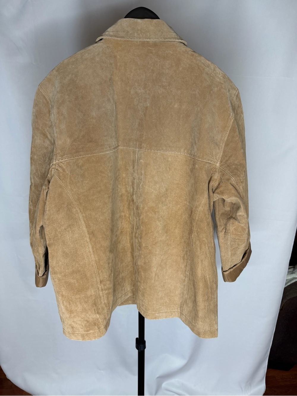 Moda International Tan Suede 100% Leather Button-Front Jacket Vintage XLP Coat - Picture 2 of 5